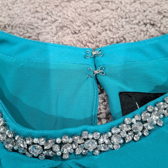 Joseph Ribkoff Teal Dress with Silver Accents - Picture 10 of 16
